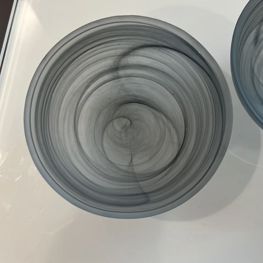 CB2 grey glass serving bowls grey swirls - Picture 3 of 4